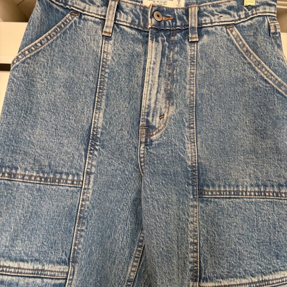 Abercrombie & Fitch Ultra High Rise Cargo Blue Jeans - Size 28/6s Curve Love - Picture 2 of 5